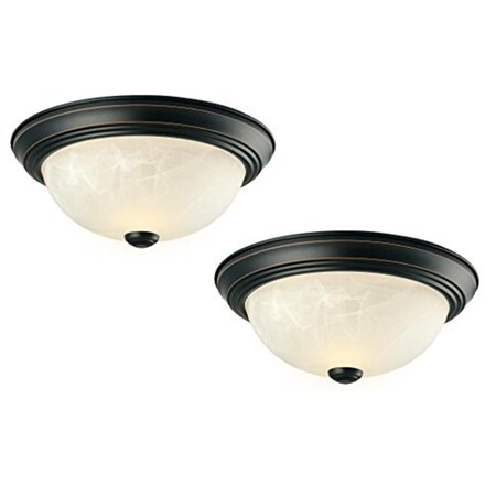Homestead 11 in. 2 Light Ceiling Mount Light, Oil Rubbed Bronze, 2PK HO3971781